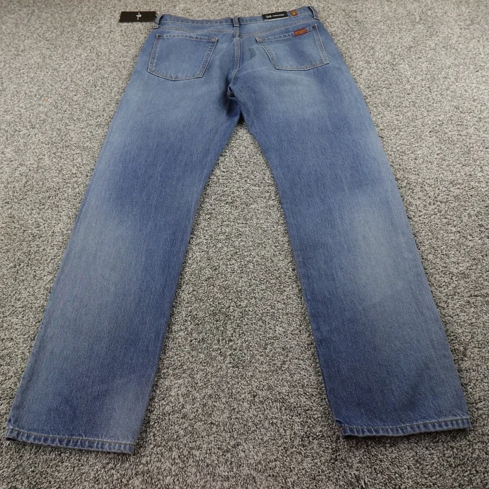 NEW 7 For All Mankind Jeans Mens 34X32 Dark Blue Denim Vintage Straight‎ Pants